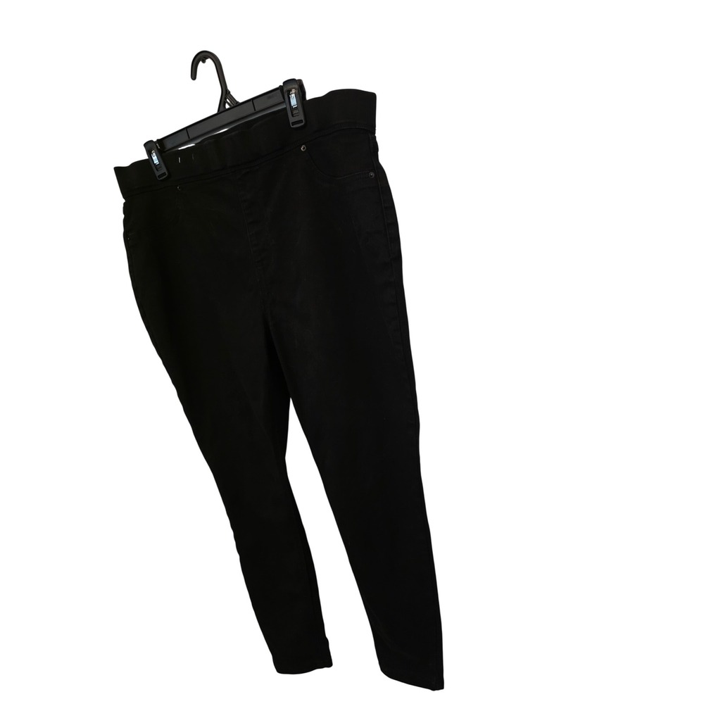 Terra & Sky Womens 1X 16W-18W Black Pull On Jeggings Skinny Leg Stretch Denim